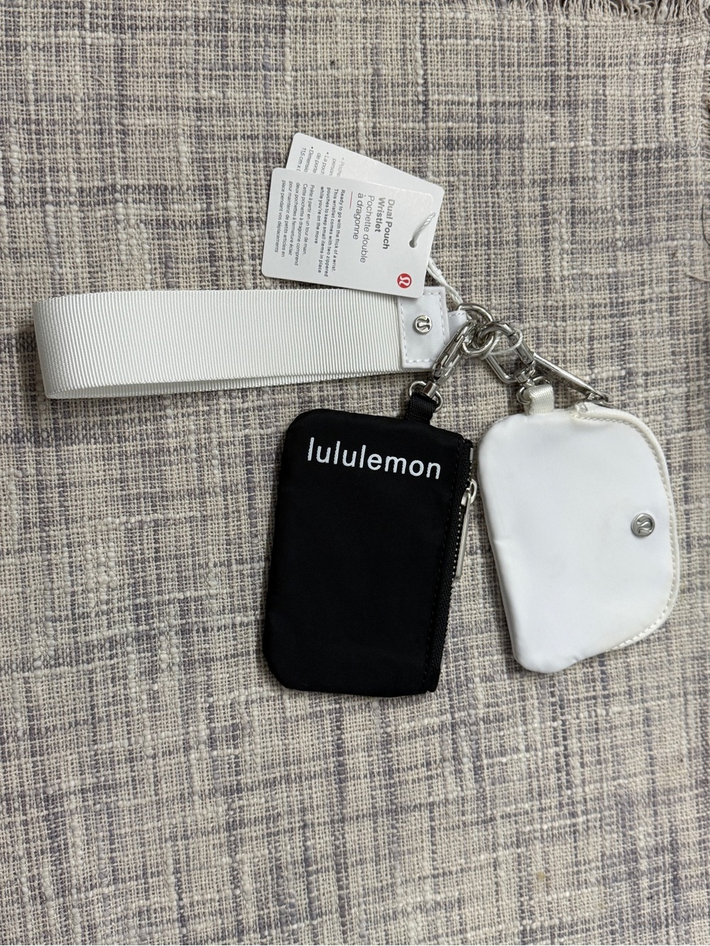 Lululemon Black & White Wristlet Keychain